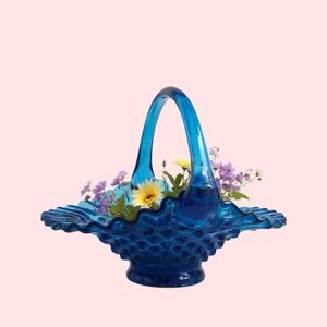 Fenton Hobnail Colonial Blue Basket